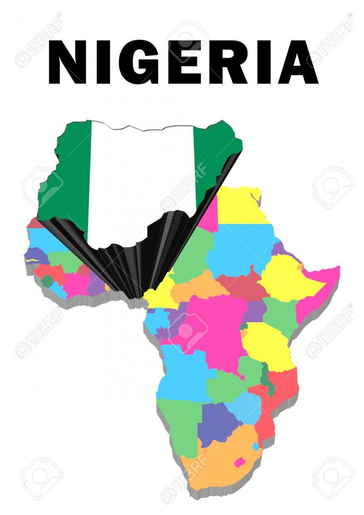Nijerya ile Afrika haritası vurgulanmış