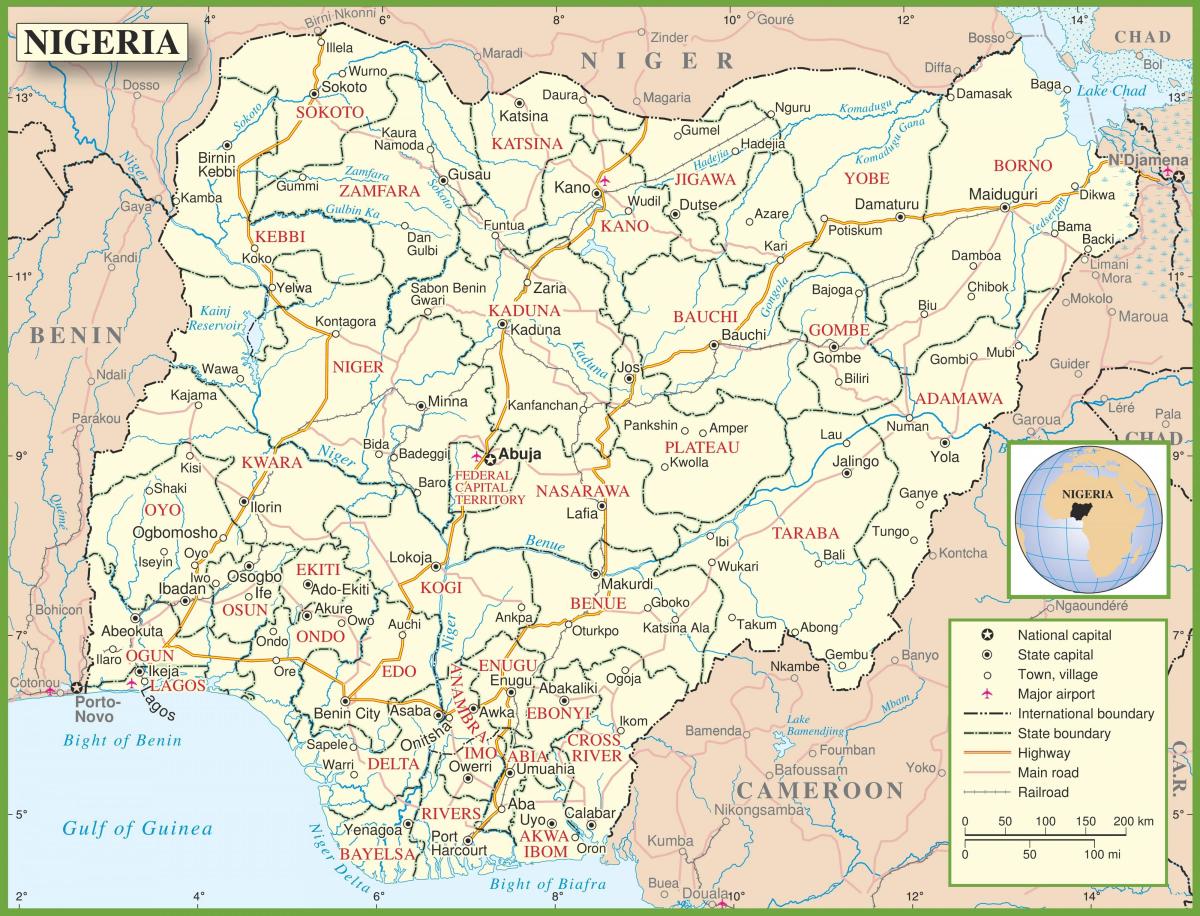 Nijerya tam haritası 