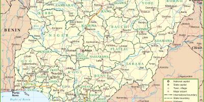 Nijerya haritası ana yollar gösteren 