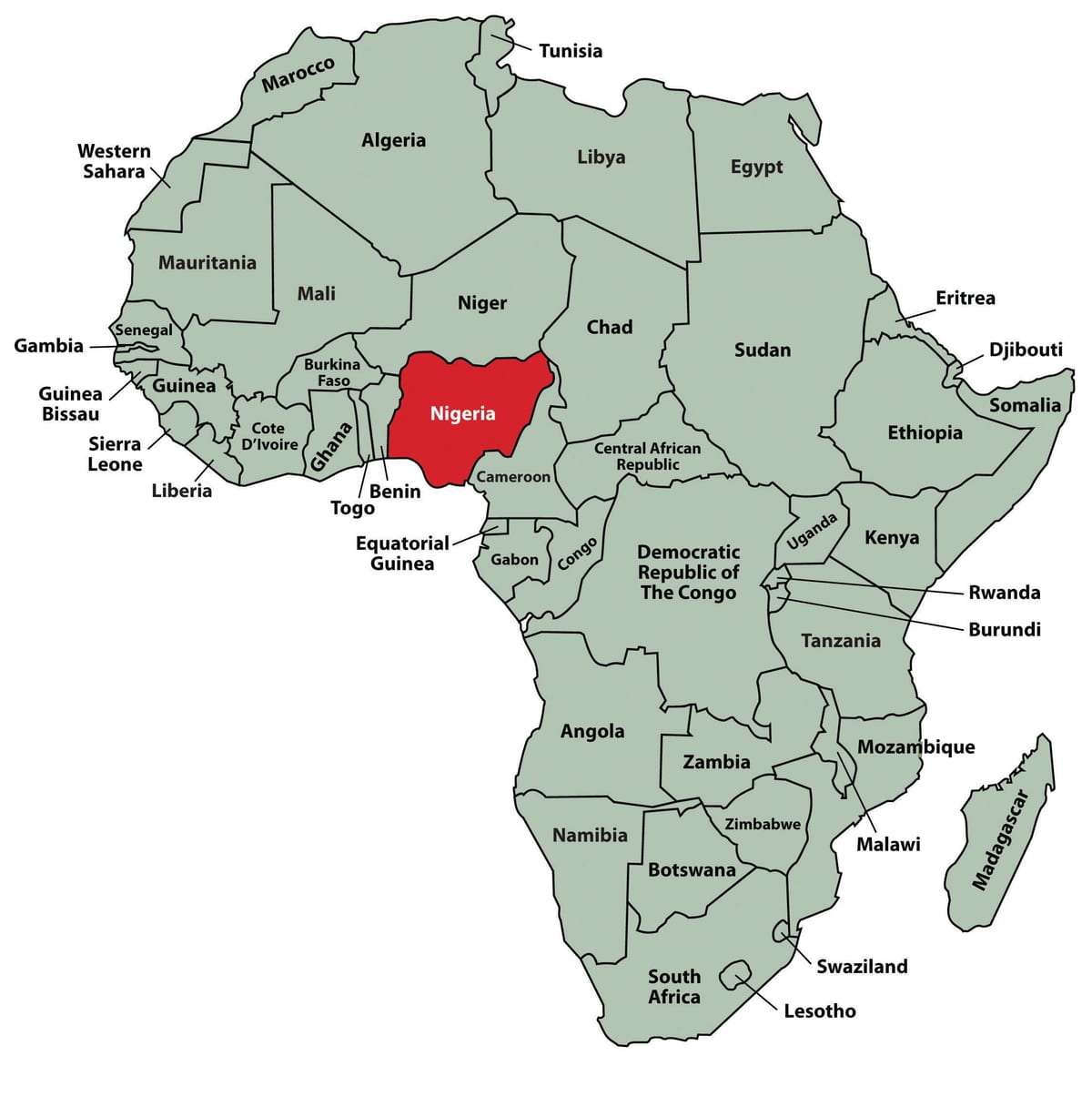 Afrika'da Nijerya konumu göster 