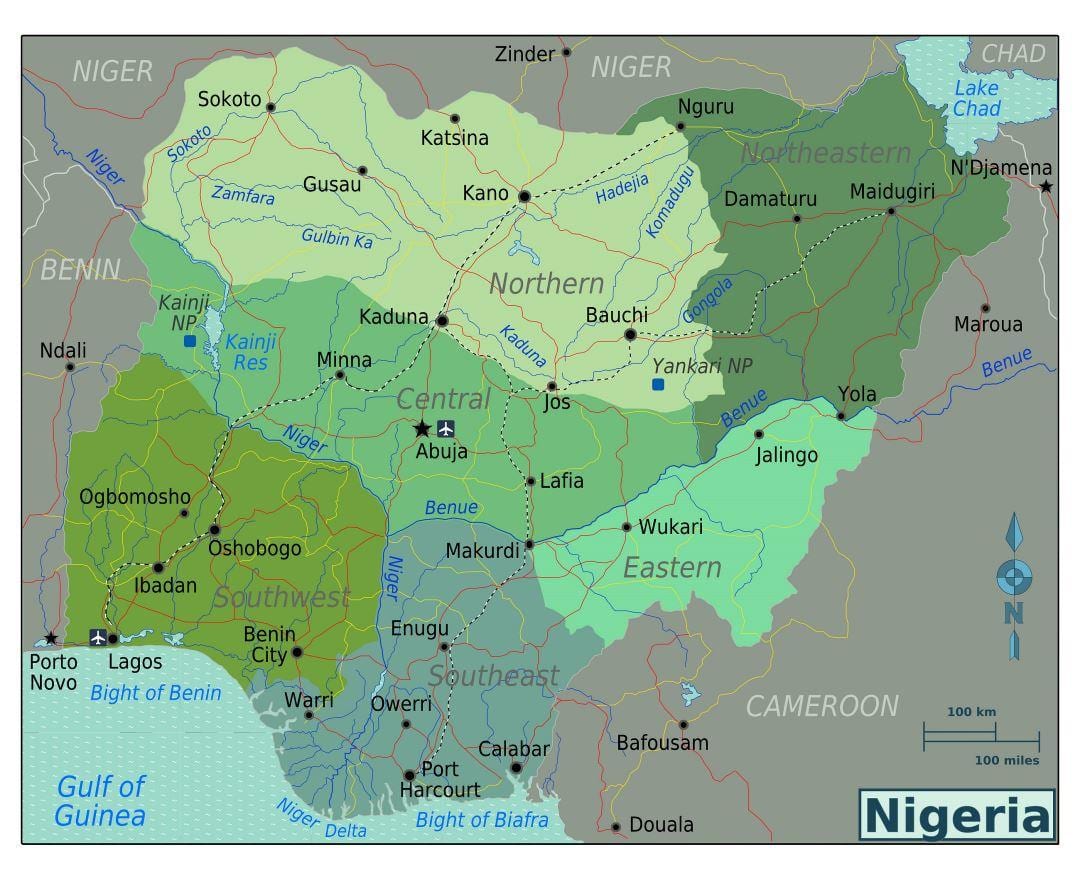 Nijerya Güney Afrika haritası