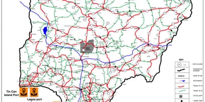 Nijerya haritası yol ağı gösteren 
